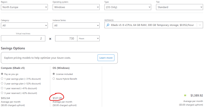 Why are you not using Azure Hybrid Use Benefit?